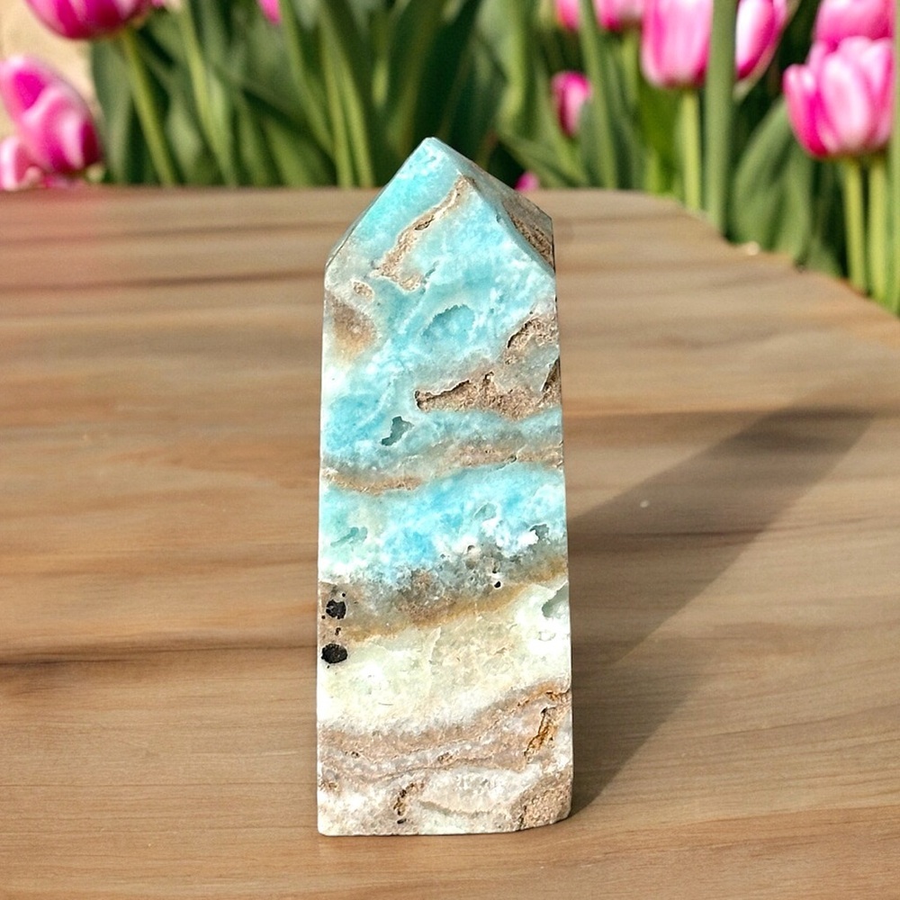 Hemimorphite STUNNING Caribbean Blue Raw Druzy Tower